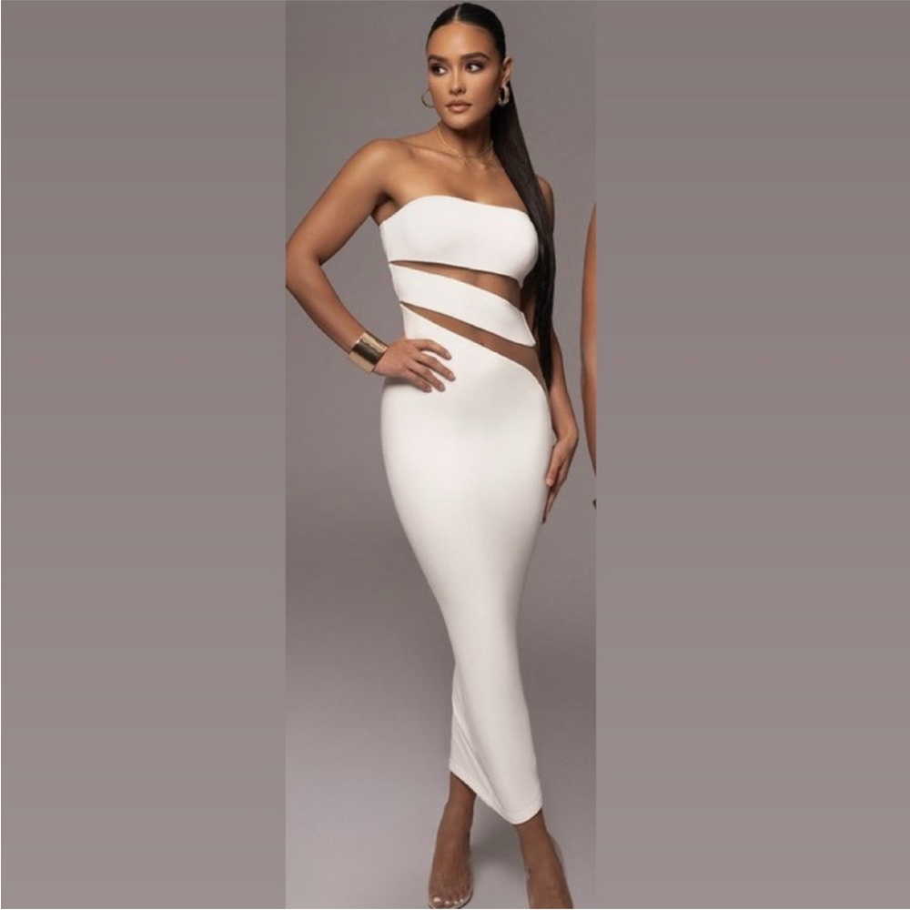 JLUXLABEL White Strapless Midi Dress